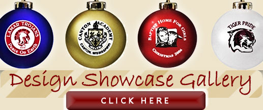 click here to view design showcase ideas on our acrylic custom christmas ornaments with school designs