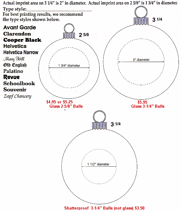 Ornament Size Chart