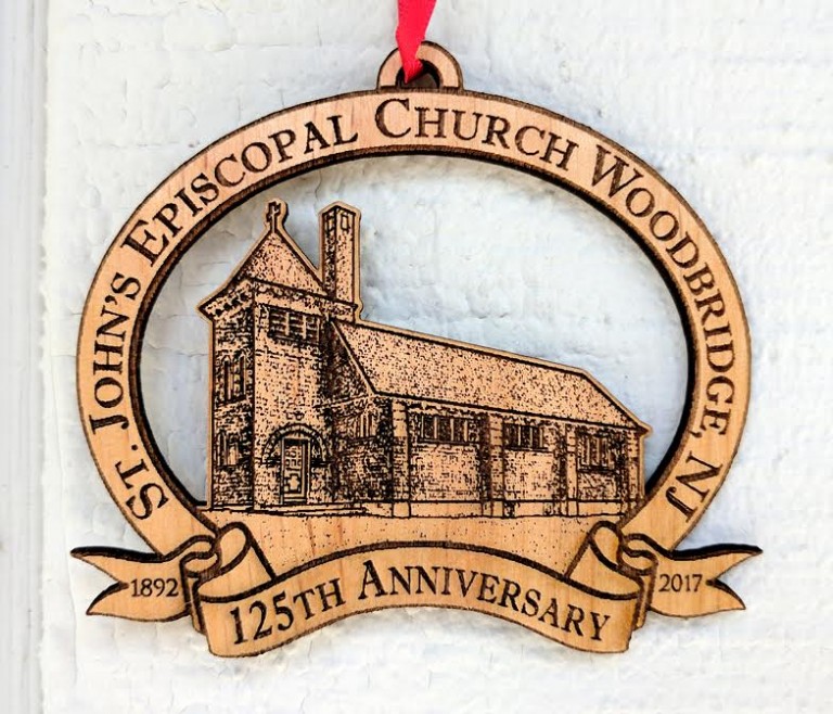 125th Anniversary Custom Wood Ornament for St. Johns Episcopal Church